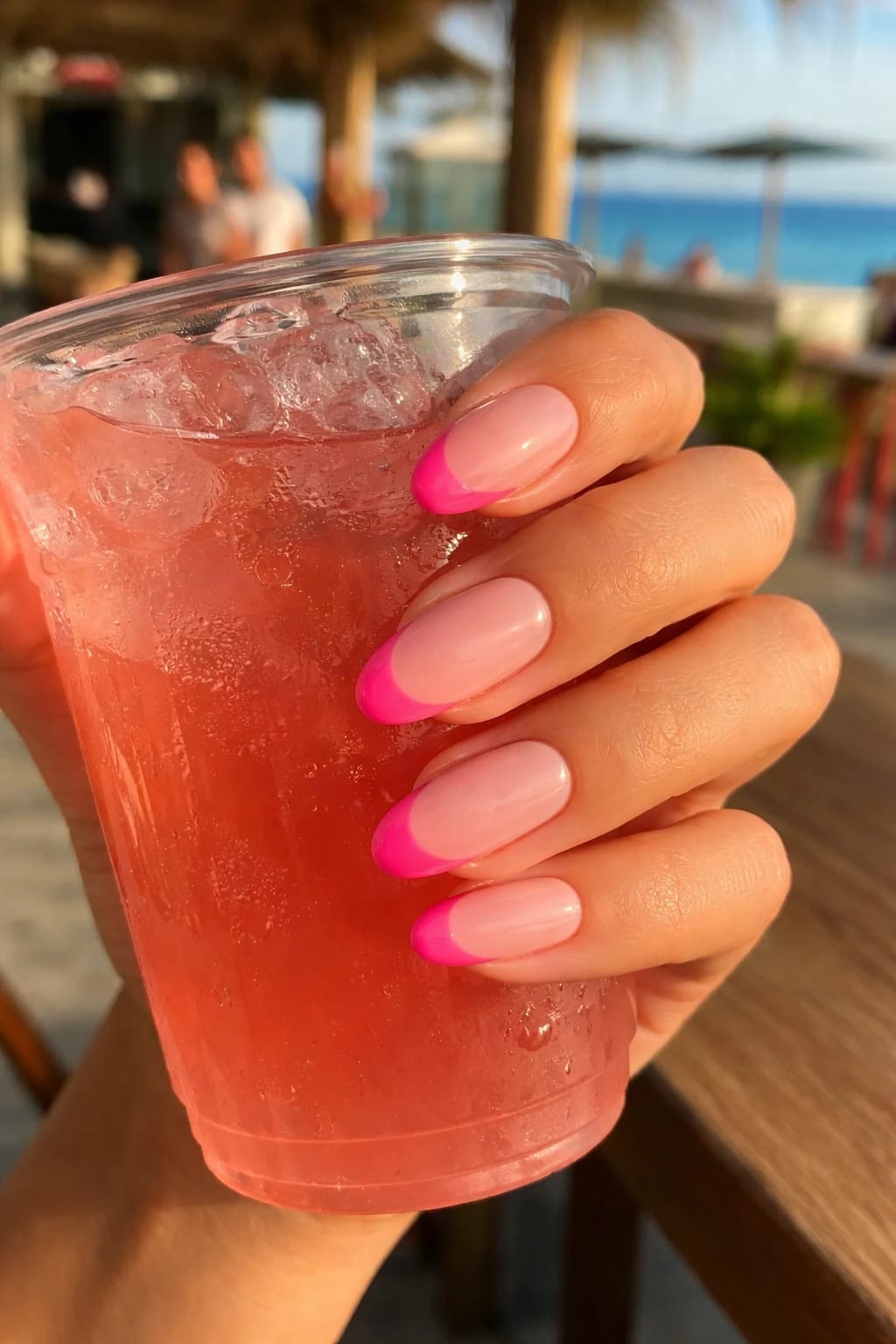 2. Hot-Pink French Almonds for Beach Bar Nights