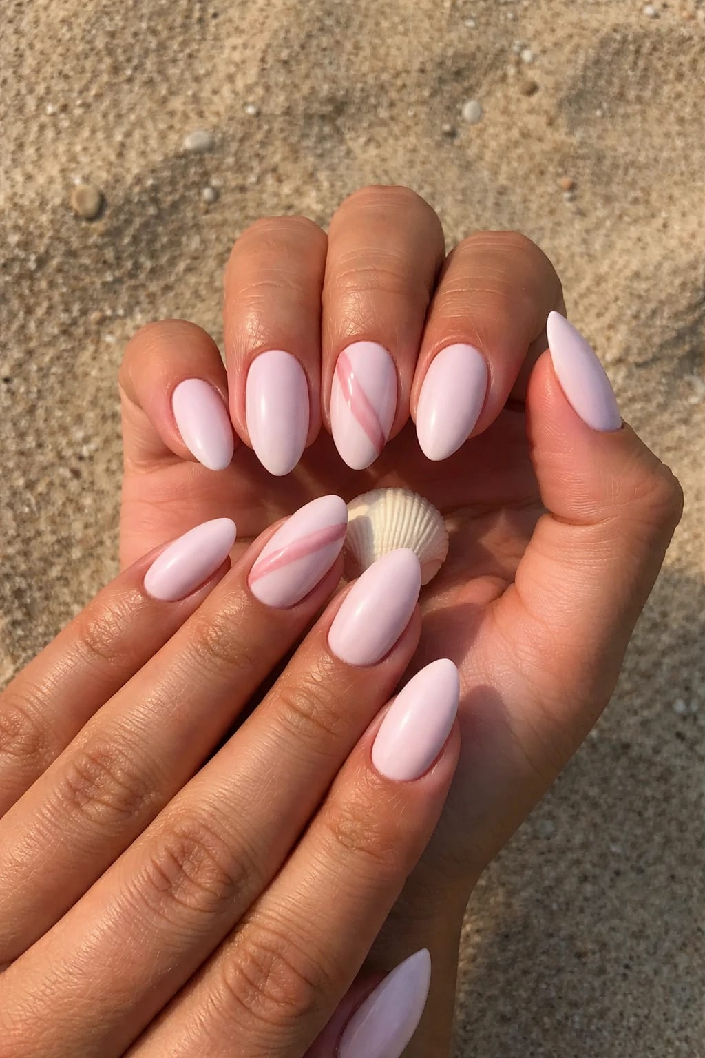 5. Pastel Pink Almonds with Easy Wavy Accents