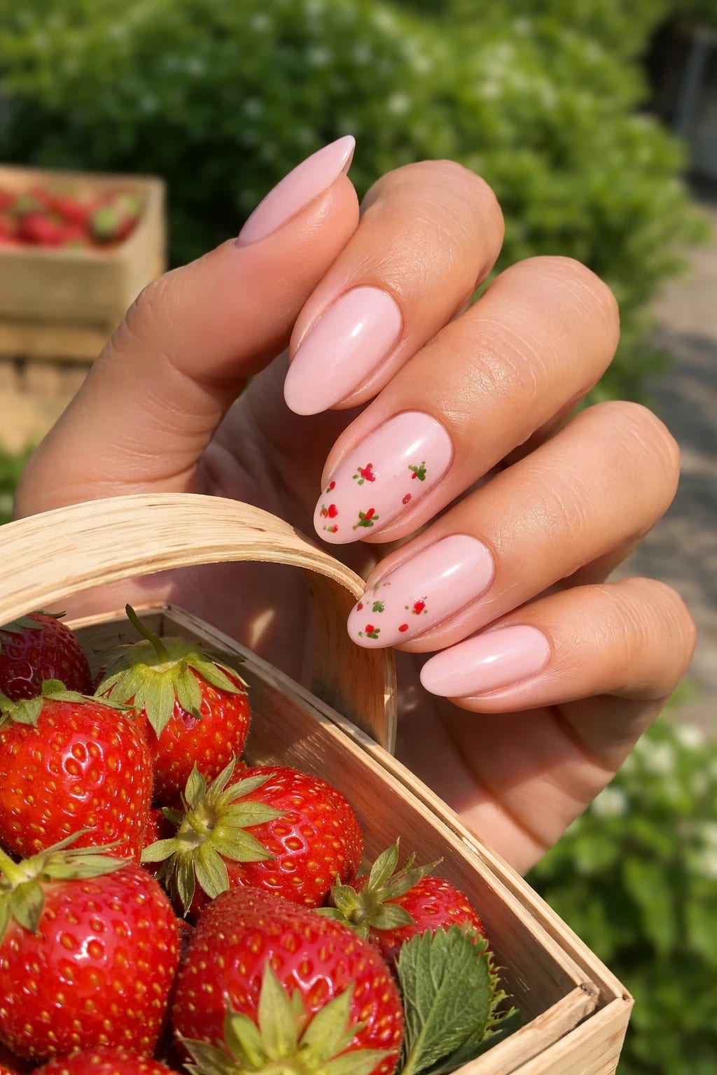 6. Strawberry-Accent Pink Almonds for Market Days