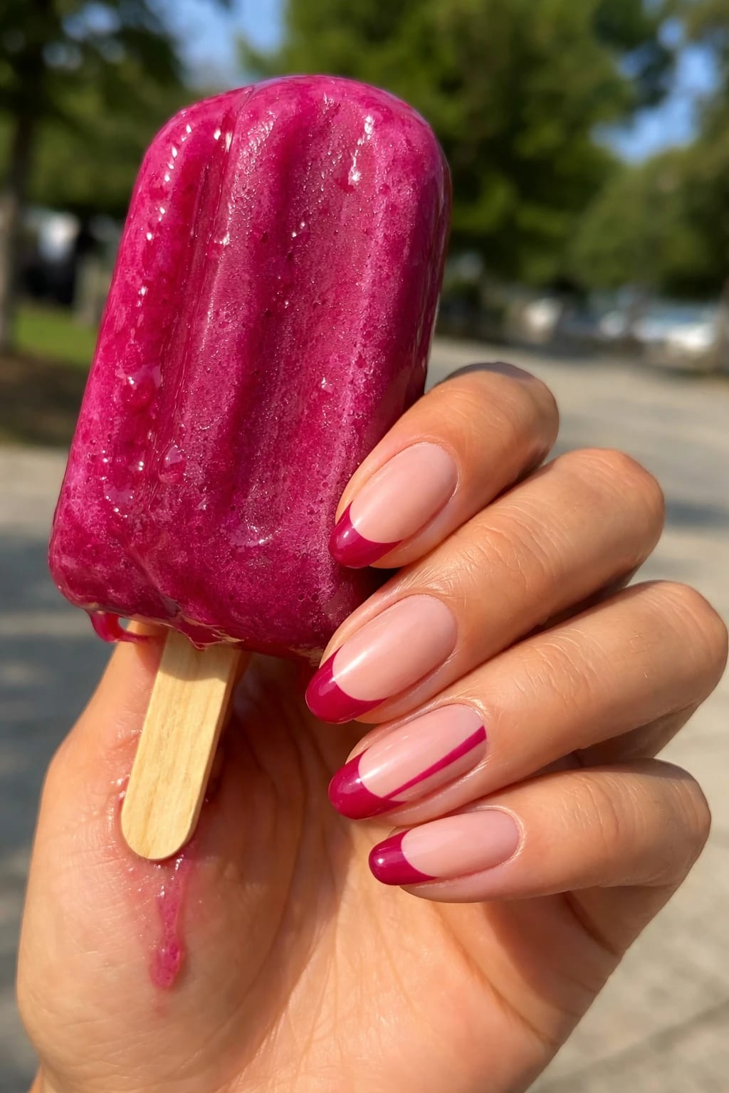 Berry-Tipped Almonds with a Graphic Stripe for Summer