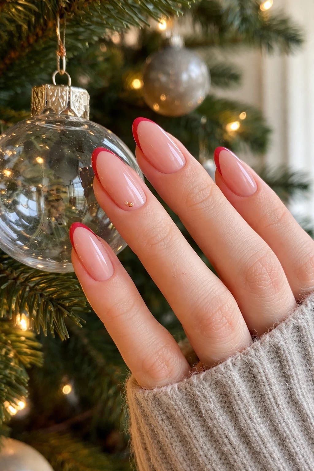 Red Micro-French Almonds with a Tiny Gold Spark