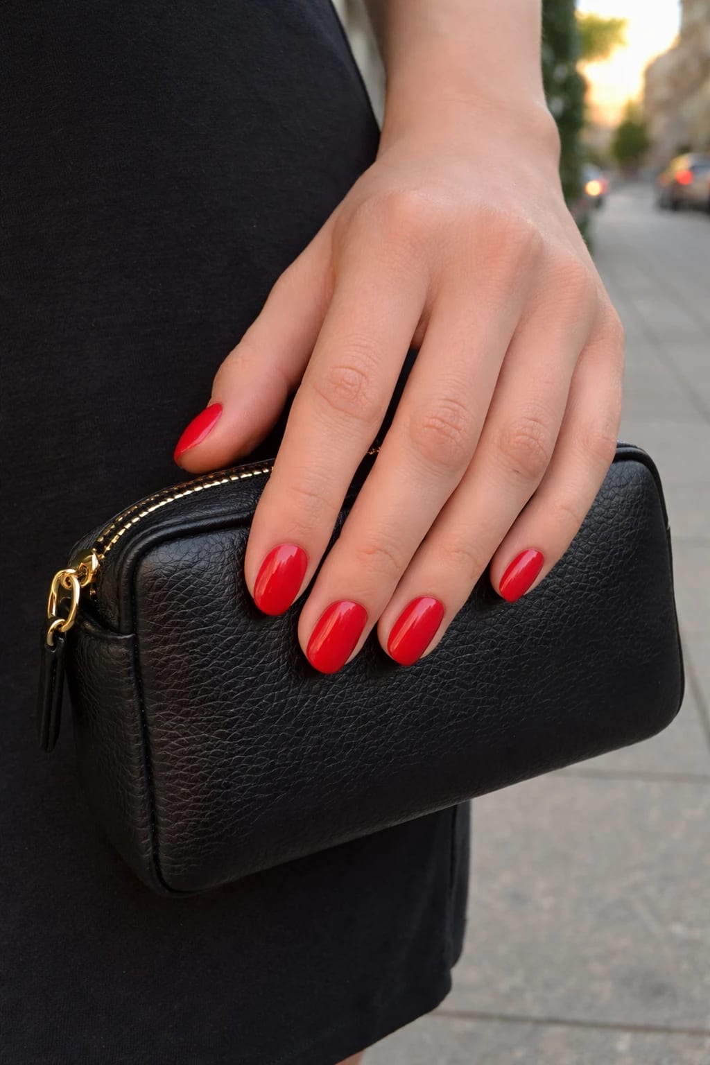Short Power-Red Nails That Go With Every Outfit