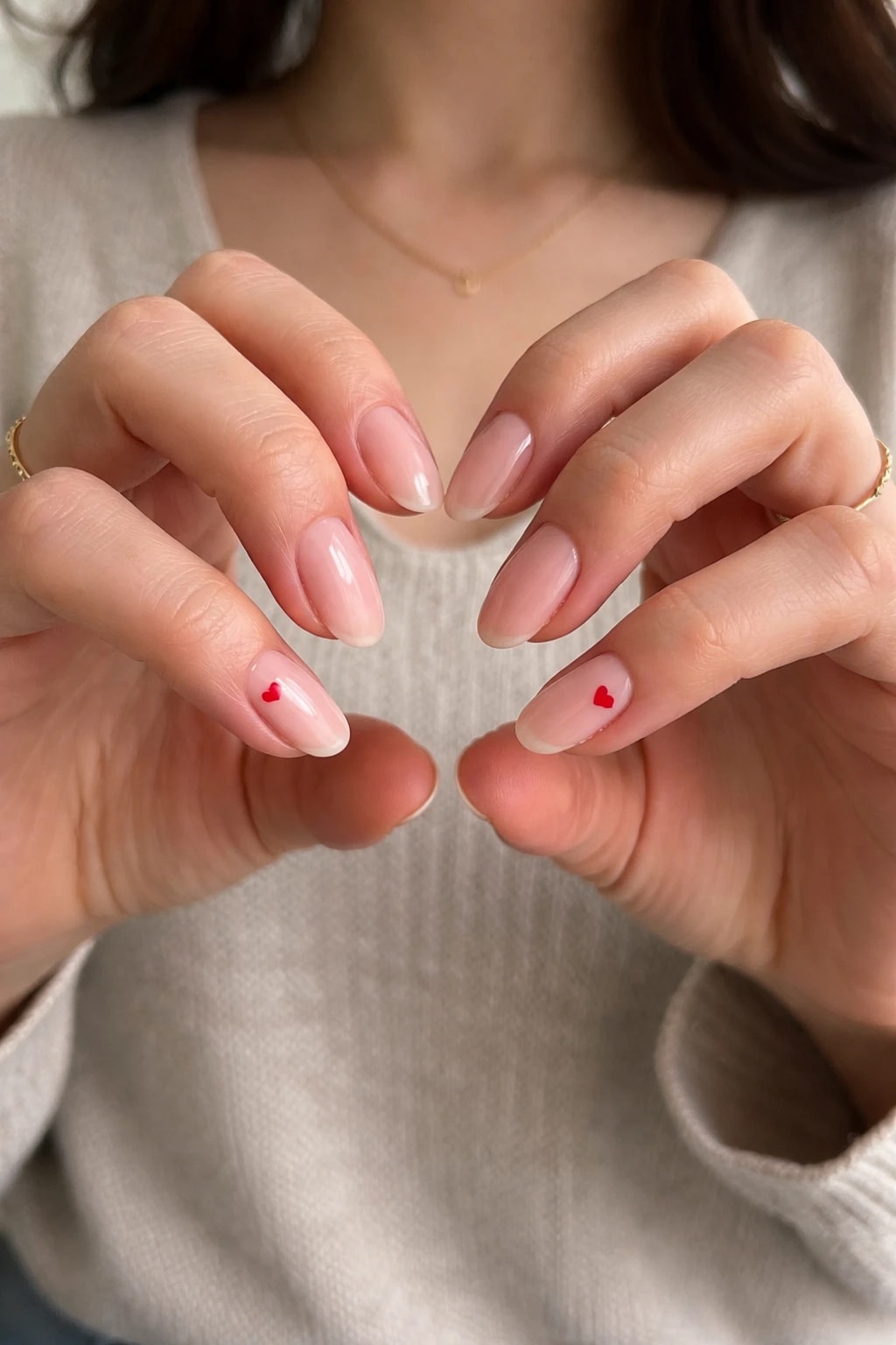 Sheer Almonds with the Tiniest Red Heart Accents