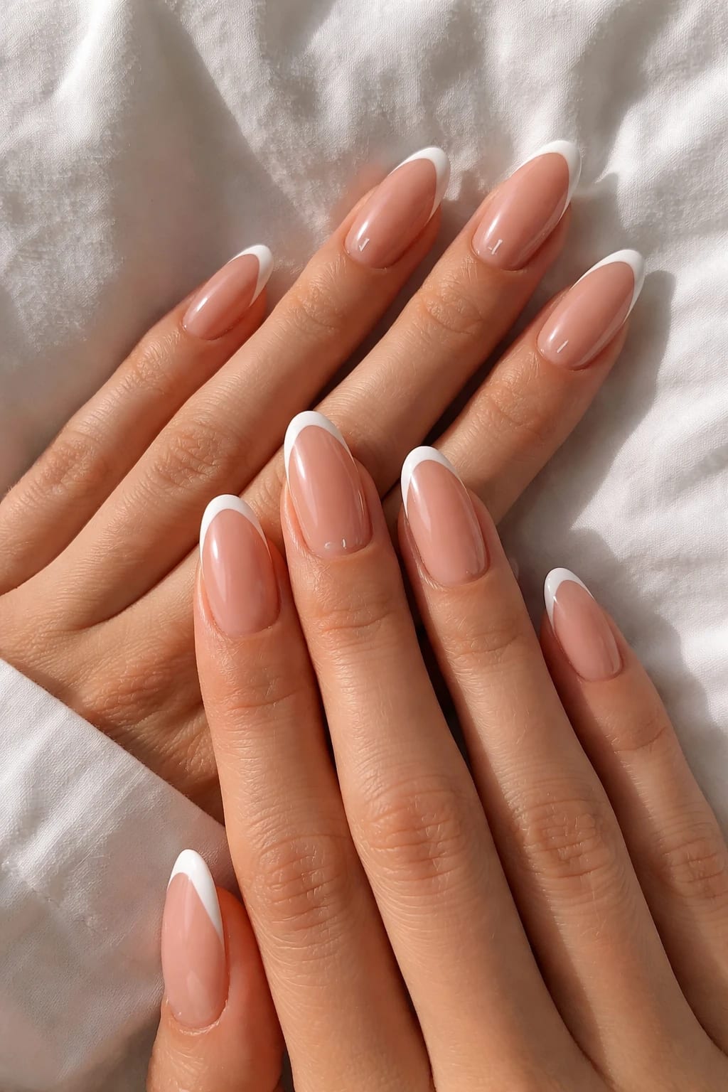 Soft Almond French Tips For Cozy Weekend Mornings