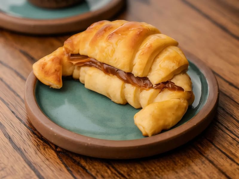 Medialuna rellena de dulce de leche o nutela