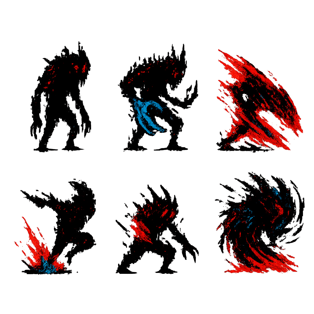 Expressionist Nightmare Beast - 6 frame sprite animation