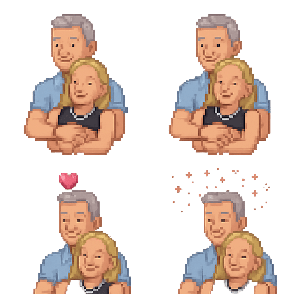 Heart Burst Duo - 4 frame sprite animation