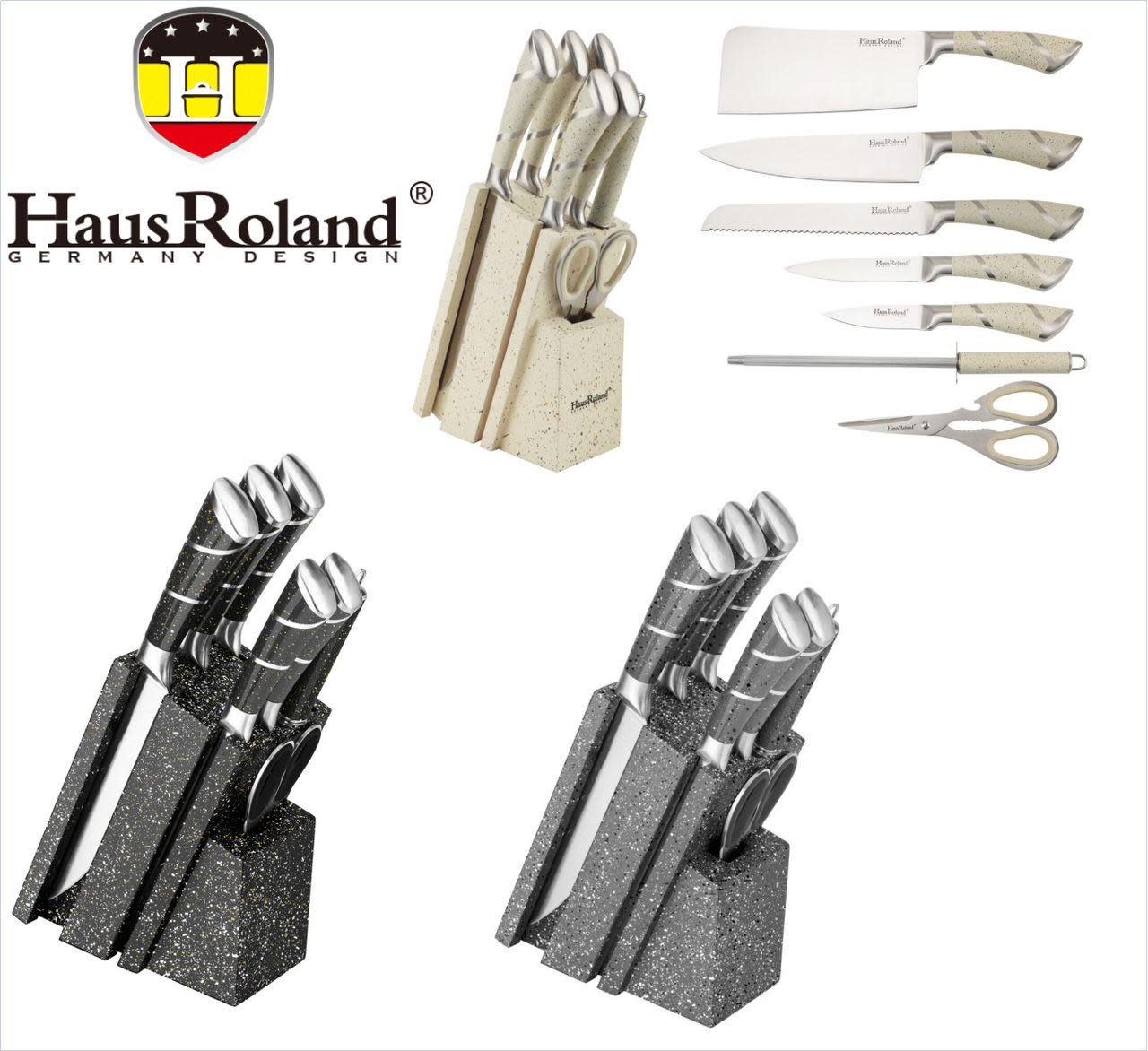 Stainless steel knife sets with blocks