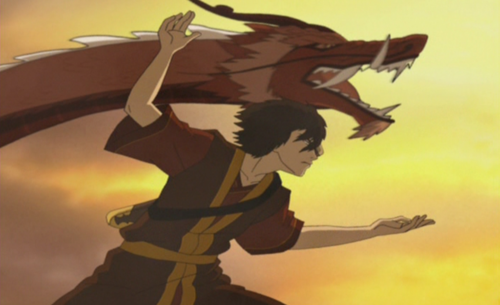 Zuko with Red Dragon Learning Fire Bending
