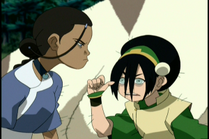 Toph argues with Katara just before leaving