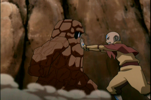 Toph teaches Aang earthbending, The hard way !