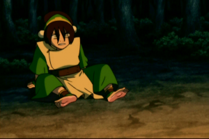 Toph after being accidentally being burned by Zuko.