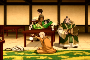 Toph relaxes after helping bring peace to the world.