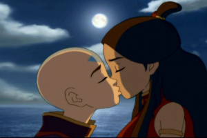 Aang kisses Katara 2