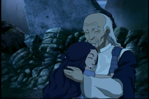 Katara hugs her new Grandfather