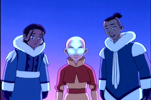 Sokka helps to calm down Aang