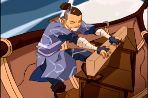 Sokka steers the boat