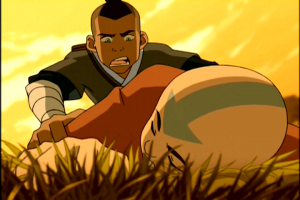 Sokka gives out to Aang