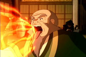 Iroh breathing Fire