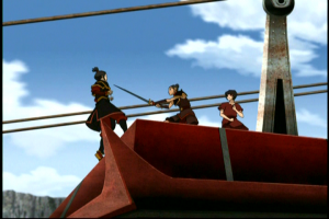 Azula fights Sokka and Zuko