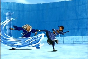 Pakku and Katara fight