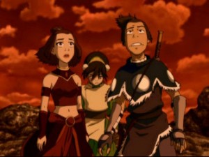 Sokka, Suki, and Toph