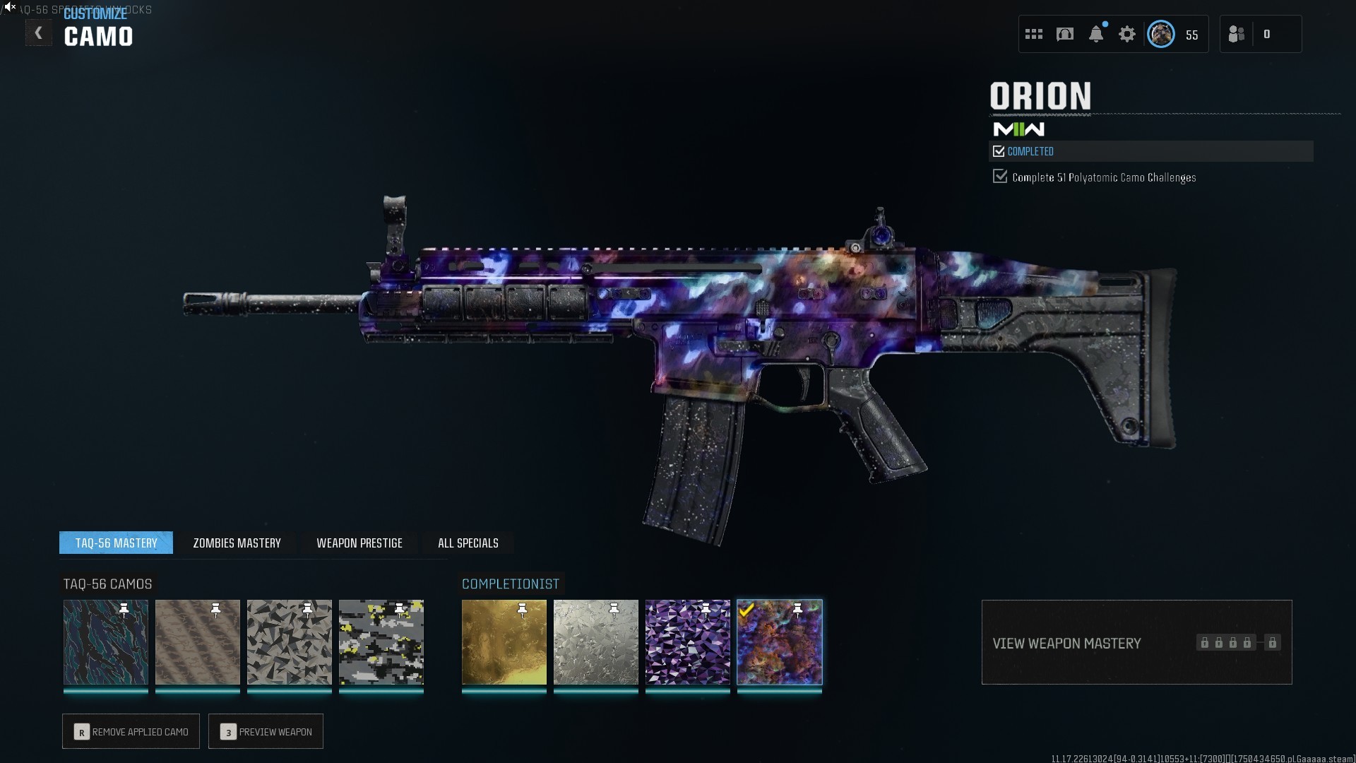 ⭐【Prestige 1】🔥 Orion-Diamond Camos Grinded | x3 Bundles | x2 Mw2 Battlepass | x60 Gun Leveled | Mw2/Bo6 Guns