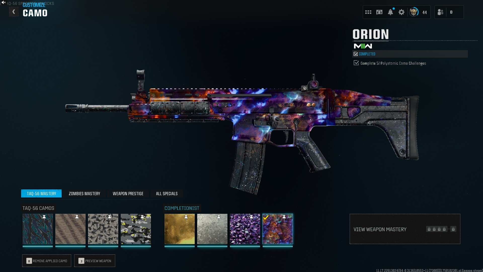 ⭐【Prestige 9】🔥 Orion and Gold Camos Grinded | x90 Gun Leveled | Bo6 and Mw2 Guns | x4 Battlepass Skins