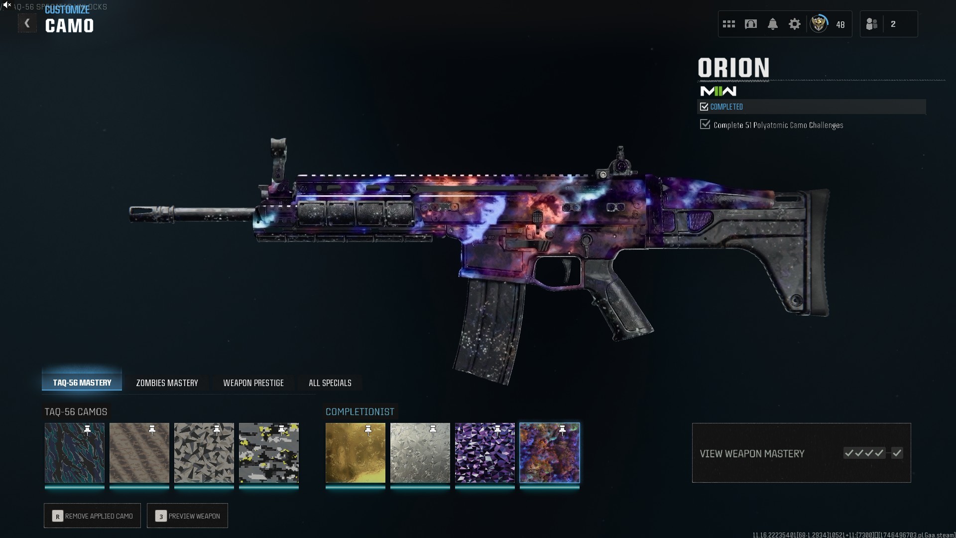 ⭐【WZ4/BO6】🔥【Prestige 9】Orion Mw2 Grinded | Dark Matter/Dark Spin Bo6 | 85 Gun Leveled | x2 Battlepass Max