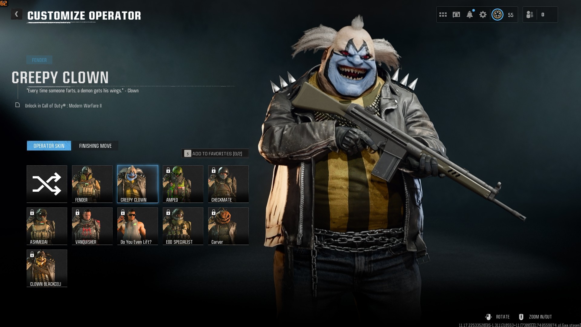 ⭐【WZ4/BO6】🔥【Level 55】Groot-Creepy Clown-Squid Game Skins | x50 Mix Guns Leveled | XP Tokens