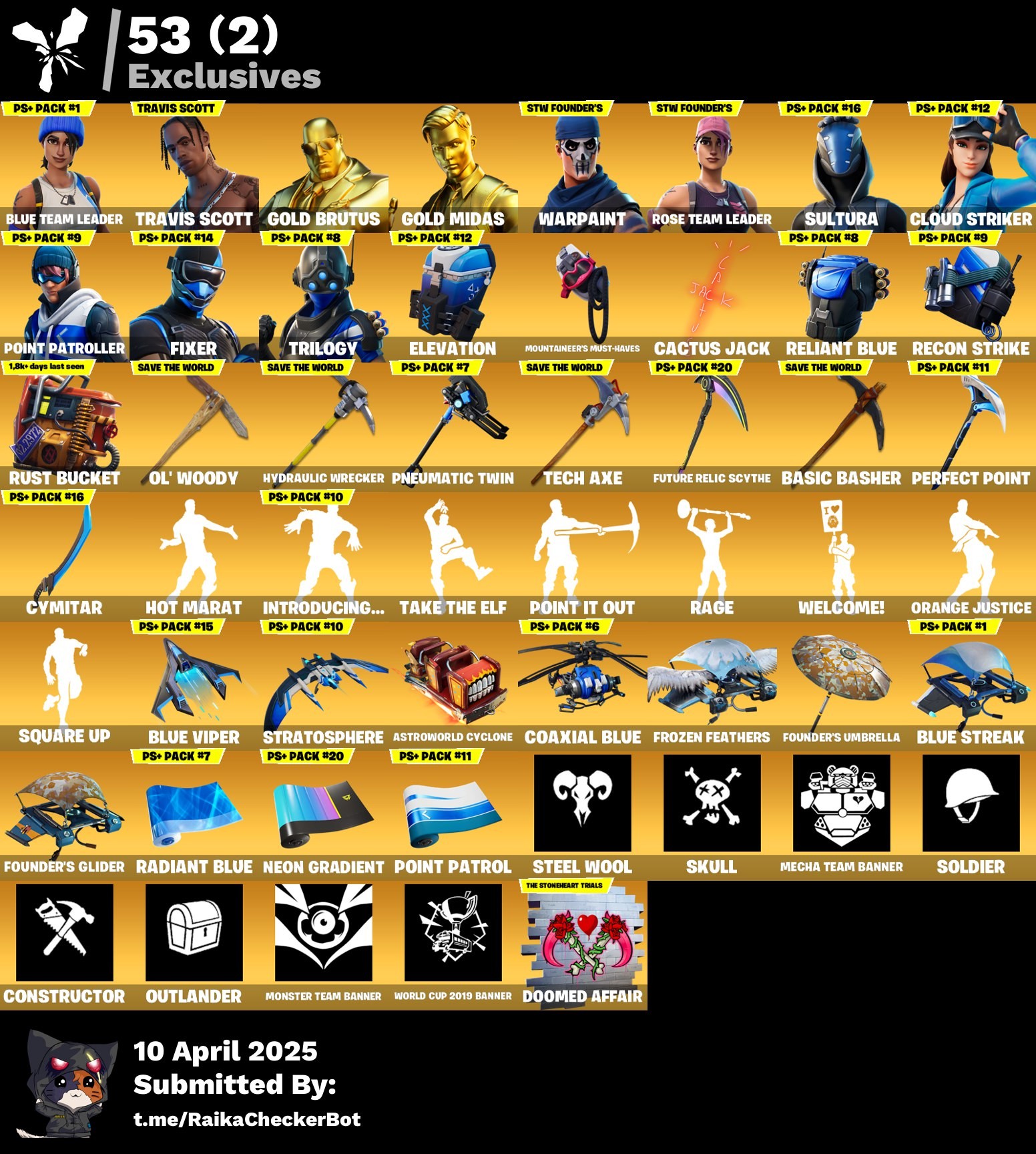 Fortnite Account ( PLAYSTATION / XBOX / PC / MOBILE / NINTENDO ) (Blue Team Leader,Travis Scott,Gold Brutus,Gold Midas,Sultura,Cloud Striker,Point Patroller,Fixer,Trilogy) (164 Skins)
