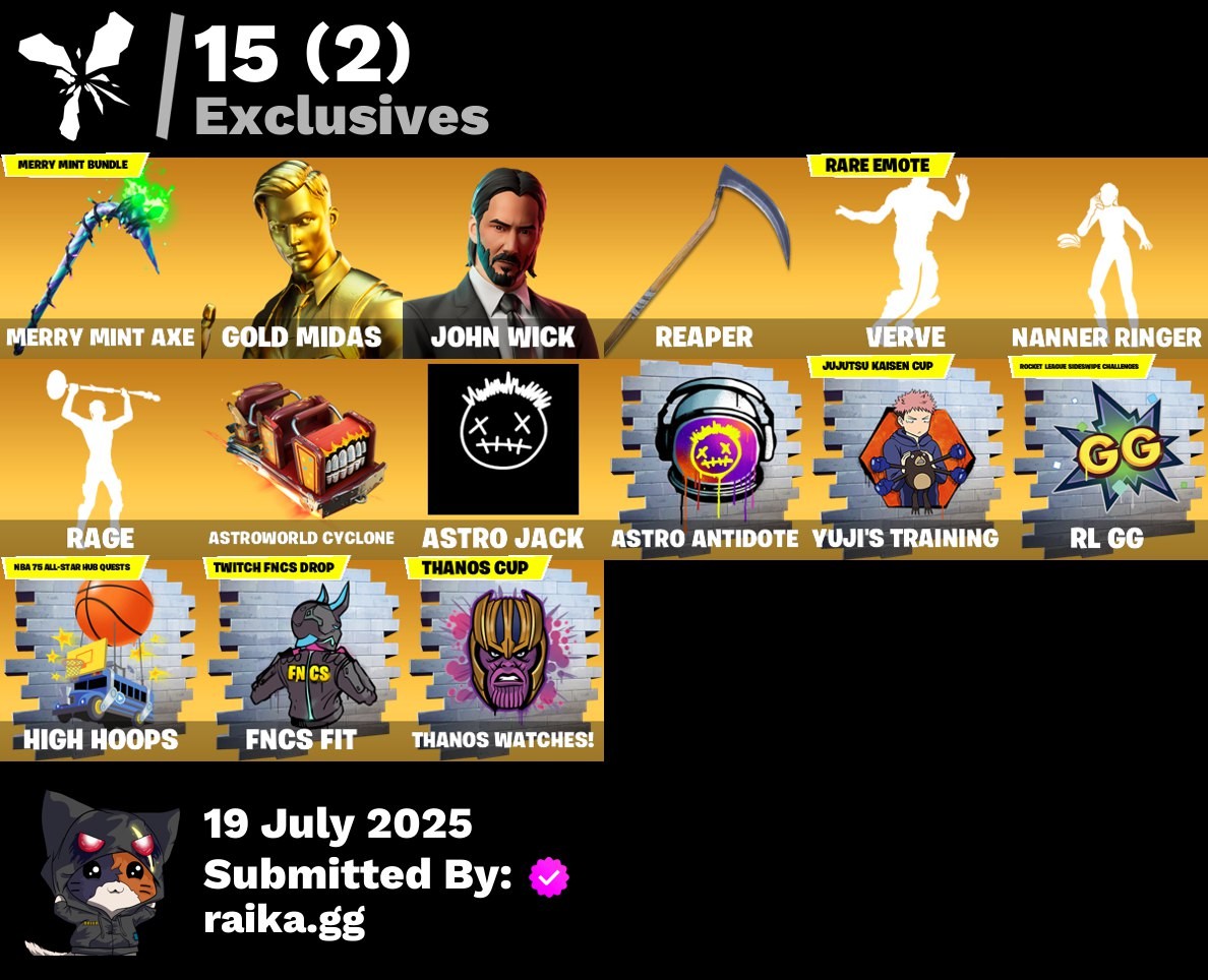 Fortnite Account ( PLAYSTATION / XBOX / PC / MOBILE / NINTENDO ) Merry Mint Axe, Gold Midas, John Wick, Valeria, Malik, Paradigm (Reality-659), The Foundation, The Imagined (126 skins)