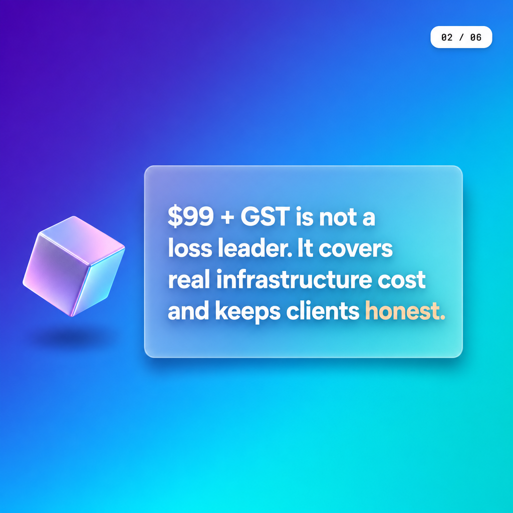 The Number slide breaking down the $99 ai agent pricing decision