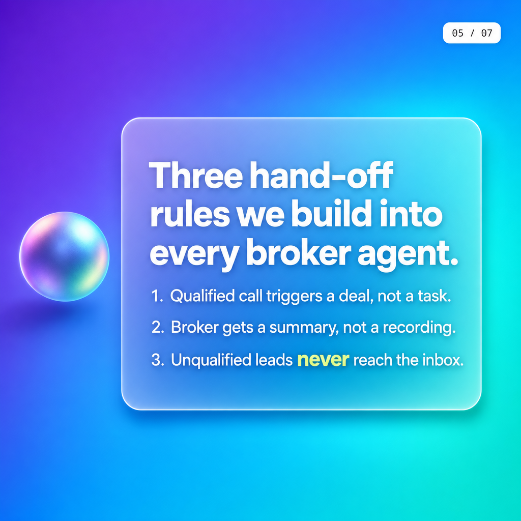 Build breakdown: hand-off design workflow for broker voice AI