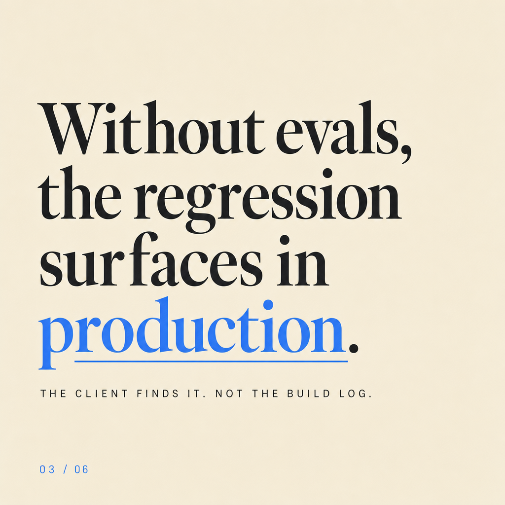 Problem slide showing the silent regression pattern that LLM evals catch