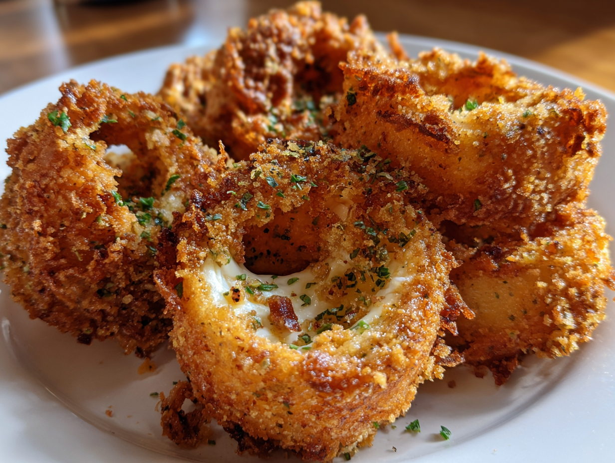 Jalapeño Popper Stuffed Onion Rings – Crispy Fried Appetizer - Step 2