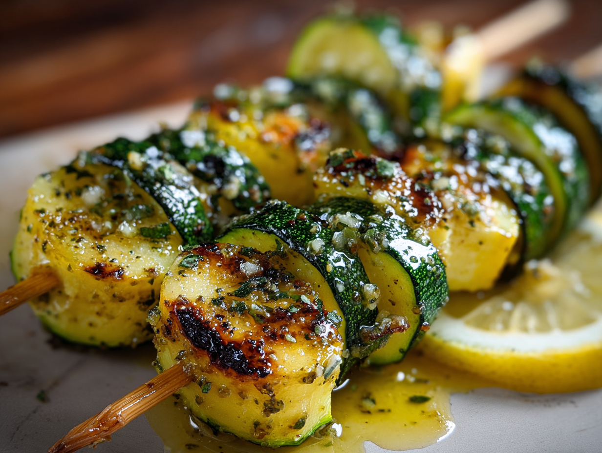 Garlic Butter Zucchini Skewers Recipe recipe