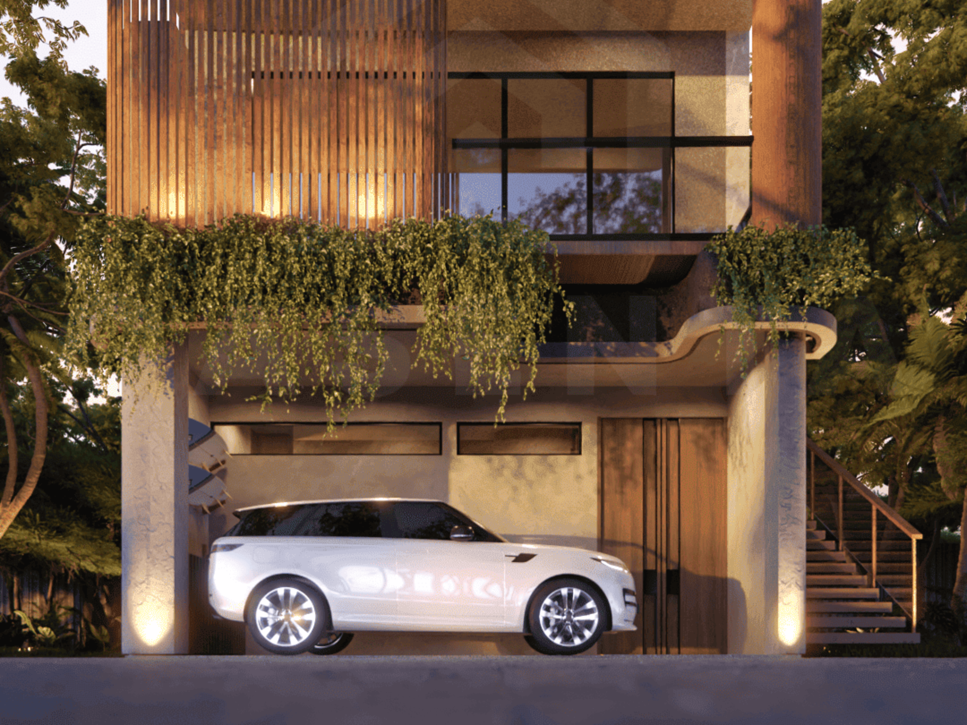 Facade of stylish apartment in Uluwatu