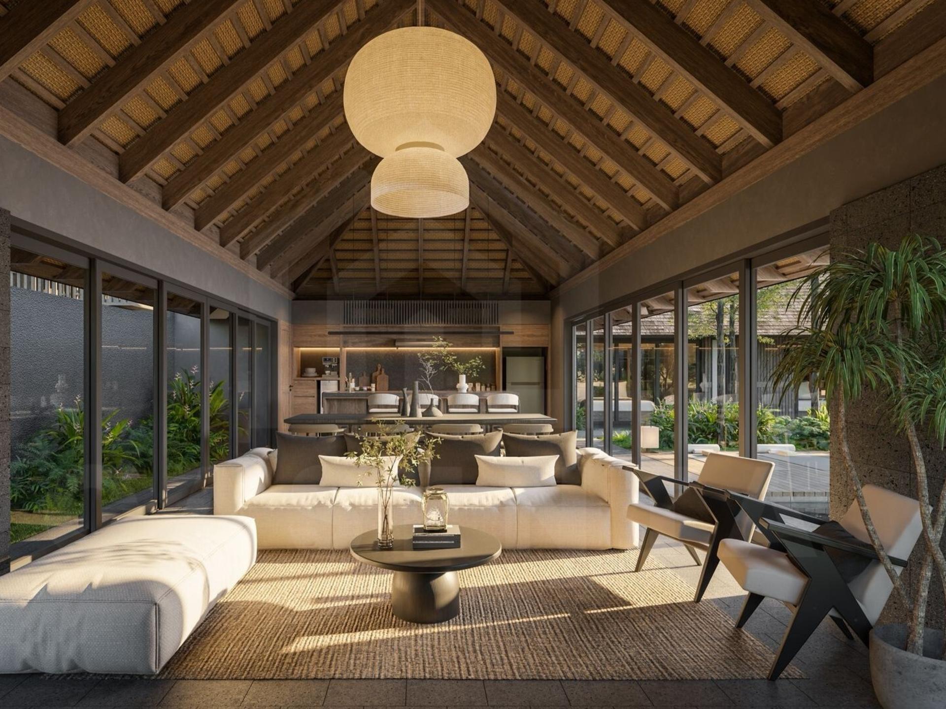 Living area inside authentic Balinese villa in Ungasan
