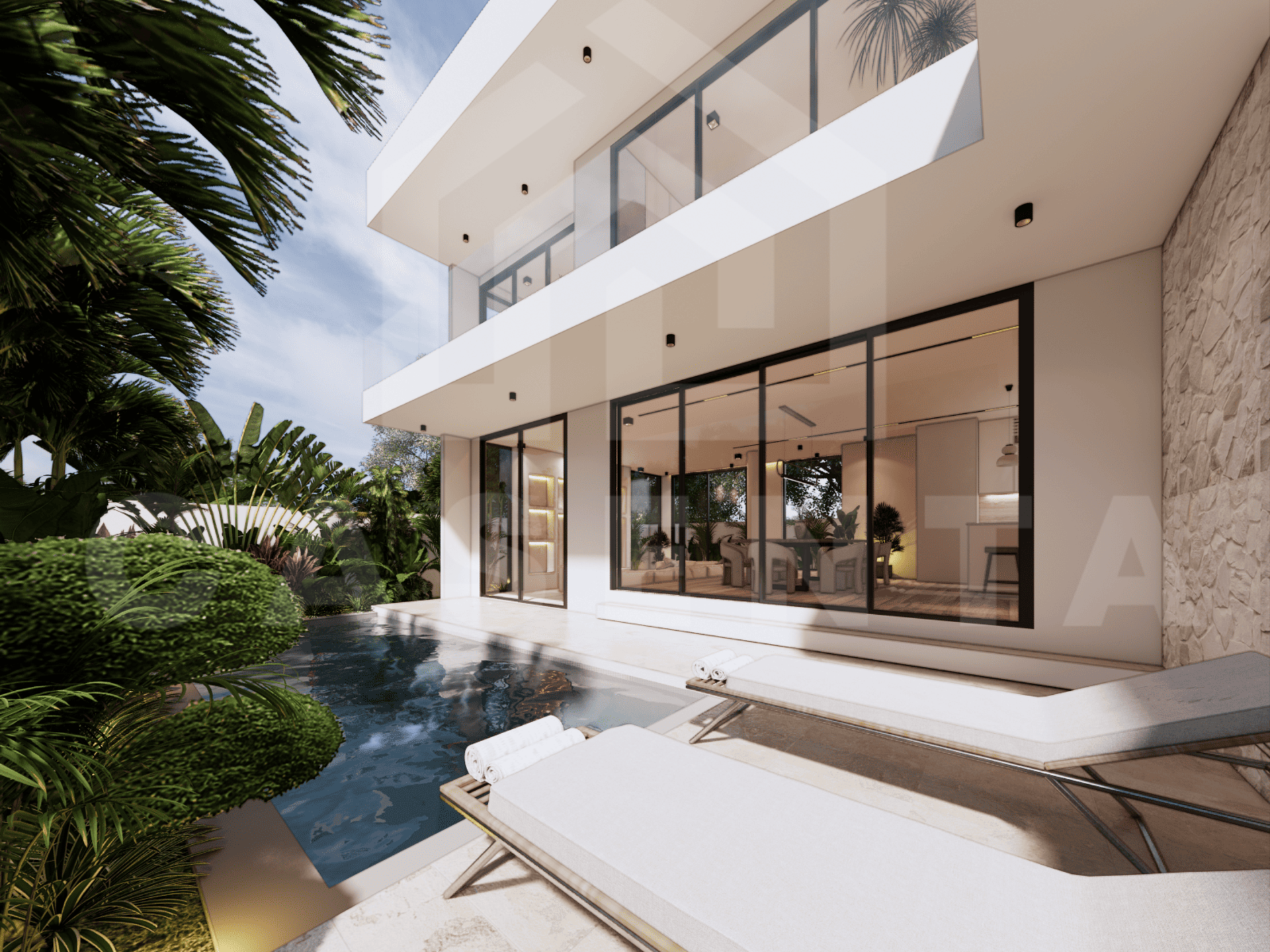 Outdoor area inside aesthetic 3 bedroom villa in Ungasan