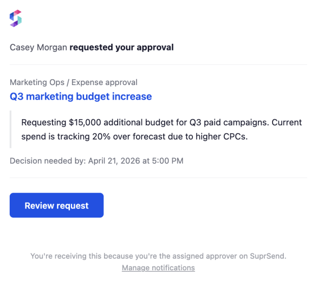 Initial Approval Request — Email