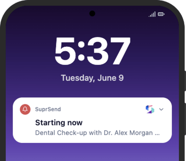 Appointment Reminder - 15 Minutes Before — Android push