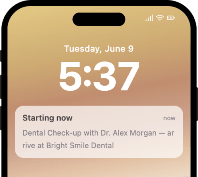 Appointment Reminder - 15 Minutes Before — iOS push