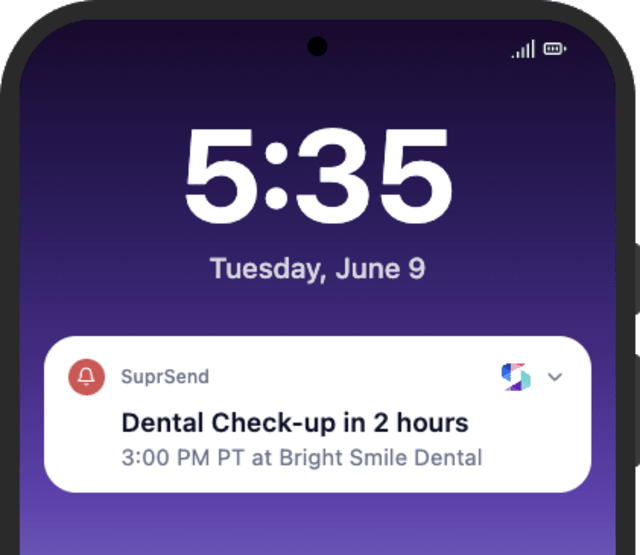 Appointment Reminder - 2 Hours Before — Android push
