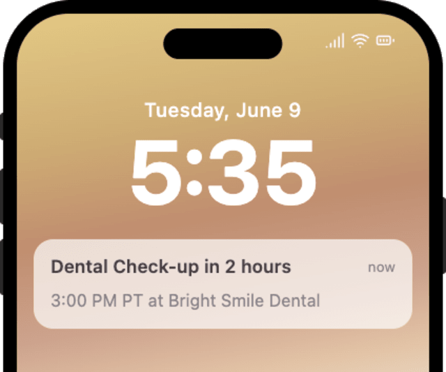 Appointment Reminder - 2 Hours Before — iOS push