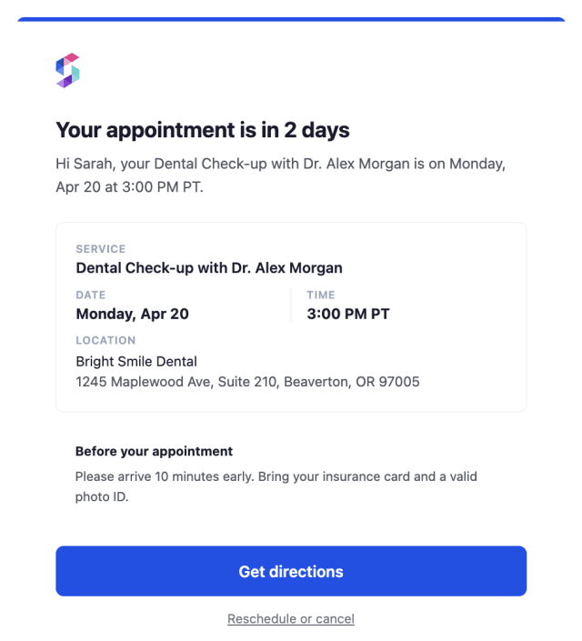 Appointment Reminder - 48 Hours Before — Email