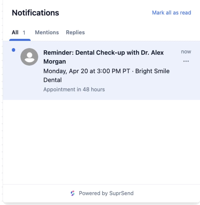 Appointment Reminder - 48 Hours Before — In-app inbox