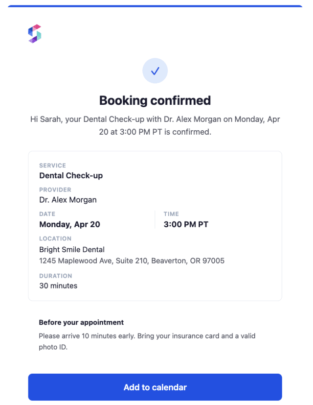 Booking Confirmed — Email