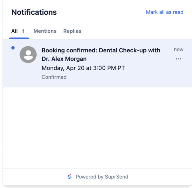 Booking Confirmed — In-app inbox