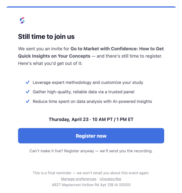 Event Invite Follow-up — Email